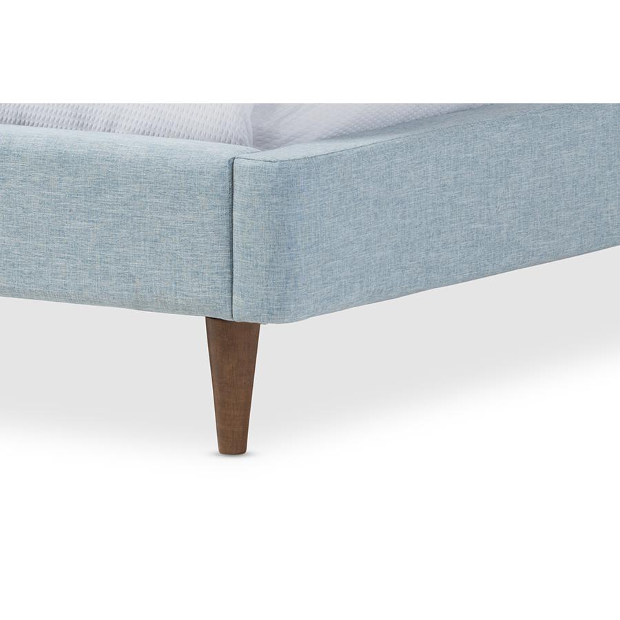 Baxton Studio Hannah Mid-Century Modern Sky Blue Fabric Queen Size Platform Bed. Picture 4