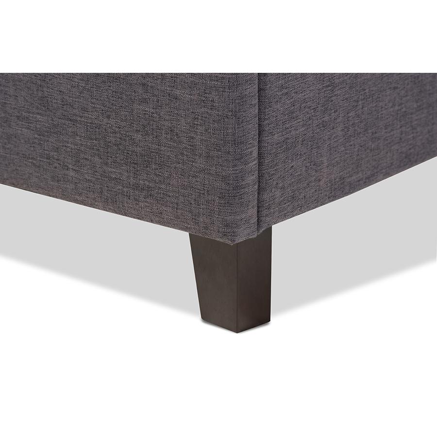 Lea Modern and Contemporary Dark Grey Fabric Queen Size Storage Platform Bed. Picture 6