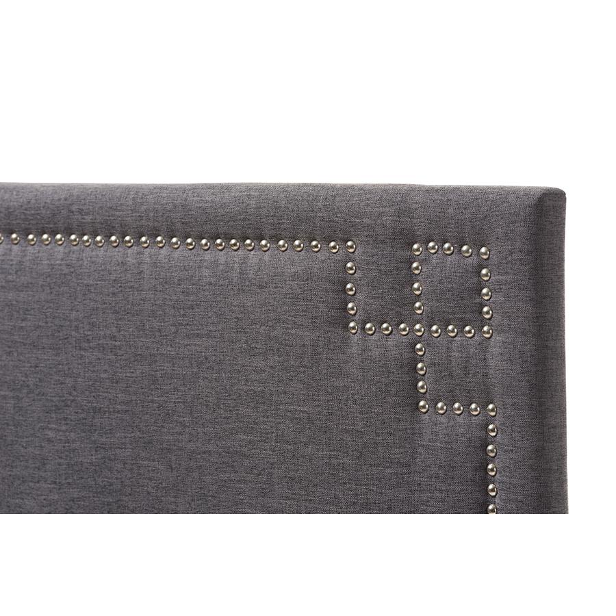 Geneva Modern and Contemporary Dark Grey Fabric Upholstered Twin Size Headboard. Picture 3