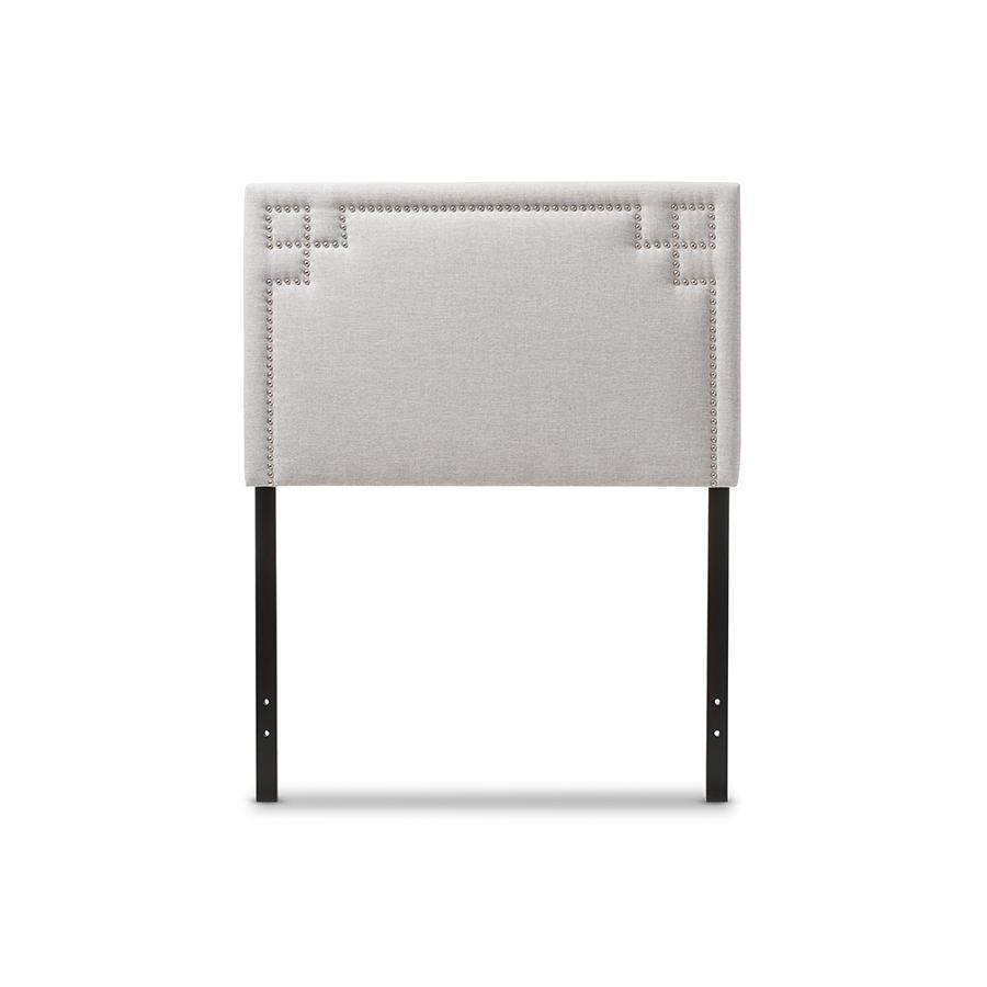Geneva Modern and Contemporary Grayish Beige Fabric Upholstered Twin Size Headboard Greyish Beige. Picture 1