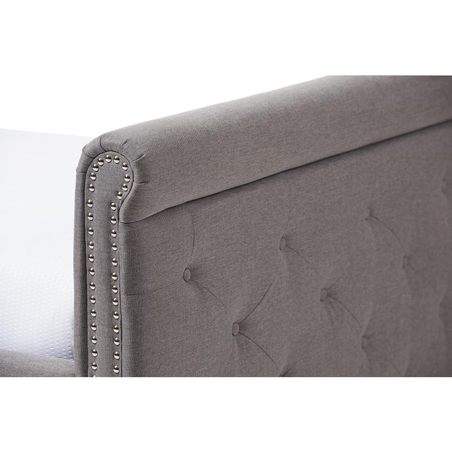 Grey Fabric Tufted Twin Size Daybed with Roll-out Trundle Guest Bed. Picture 6