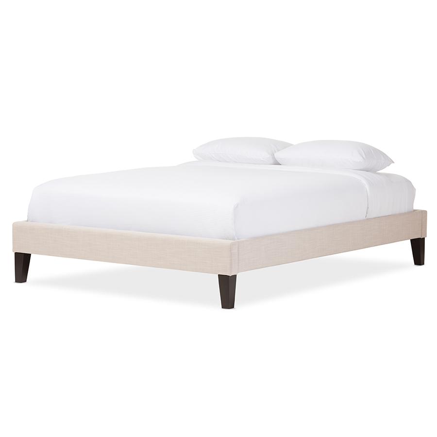 Linen Full Size Bed Frame with Tapered Legs. The main picture.
