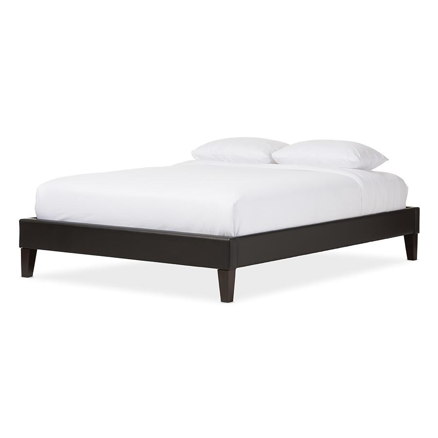 Black Full Size Bed Frame with Tapered Legs. Picture 1
