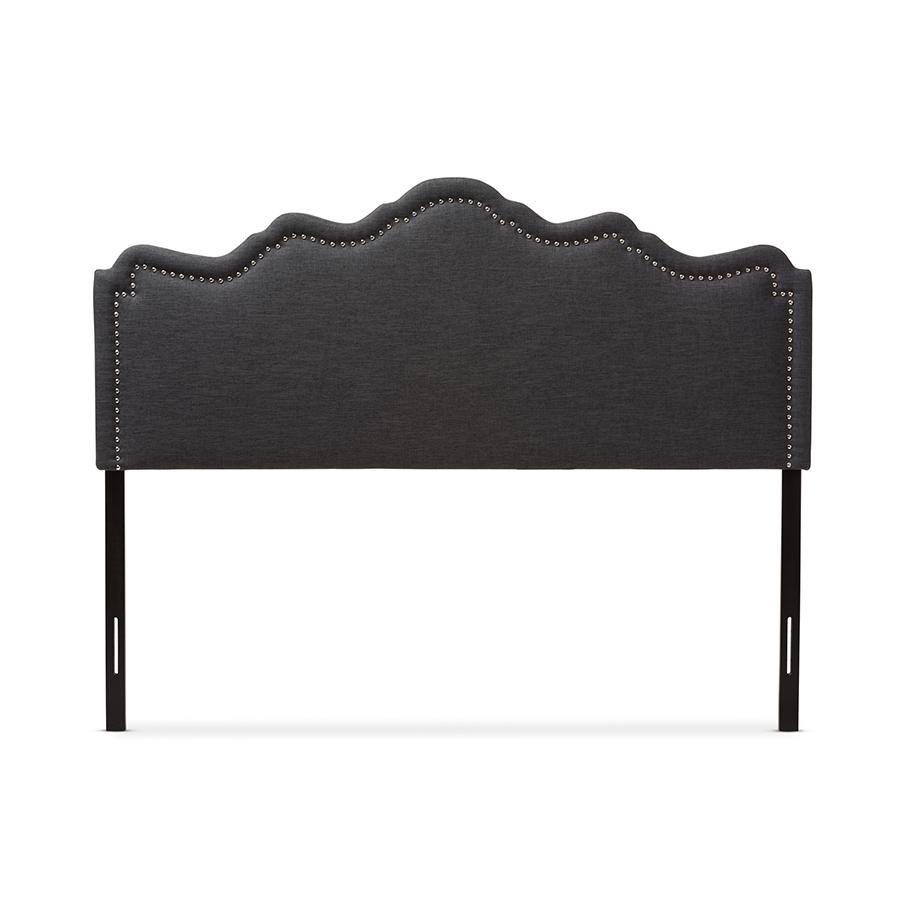 Nadeen Modern and Contemporary Dark Grey Fabric Queen Size Headboard. Picture 2