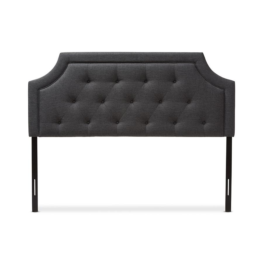 Mars Modern and Contemporary Dark Grey Fabric Full Size Headboard. Picture 2