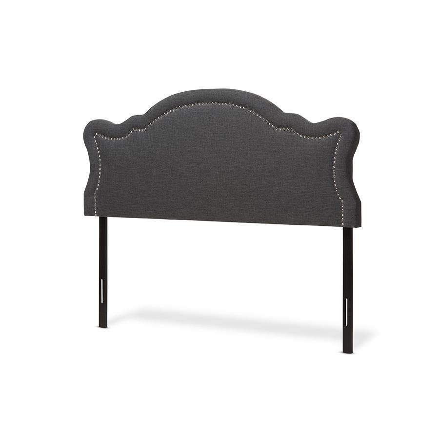 Avery Modern and Contemporary Dark Grey Fabric Queen Size Headboard. Picture 1