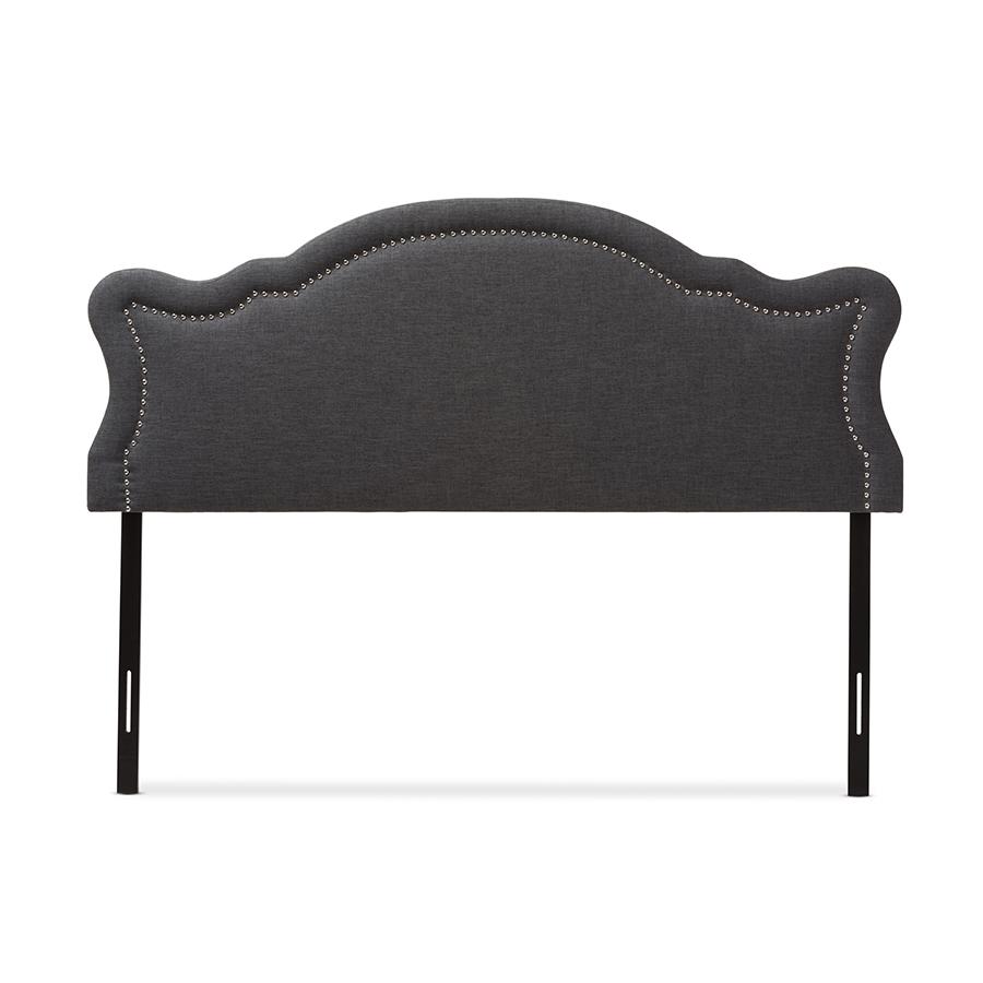 Avery Modern and Contemporary Dark Grey Fabric Queen Size Headboard. Picture 2