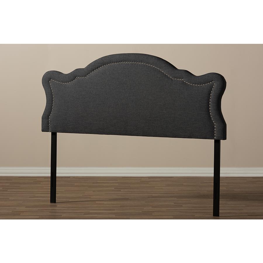 Avery Modern and Contemporary Dark Grey Fabric Queen Size Headboard. Picture 5