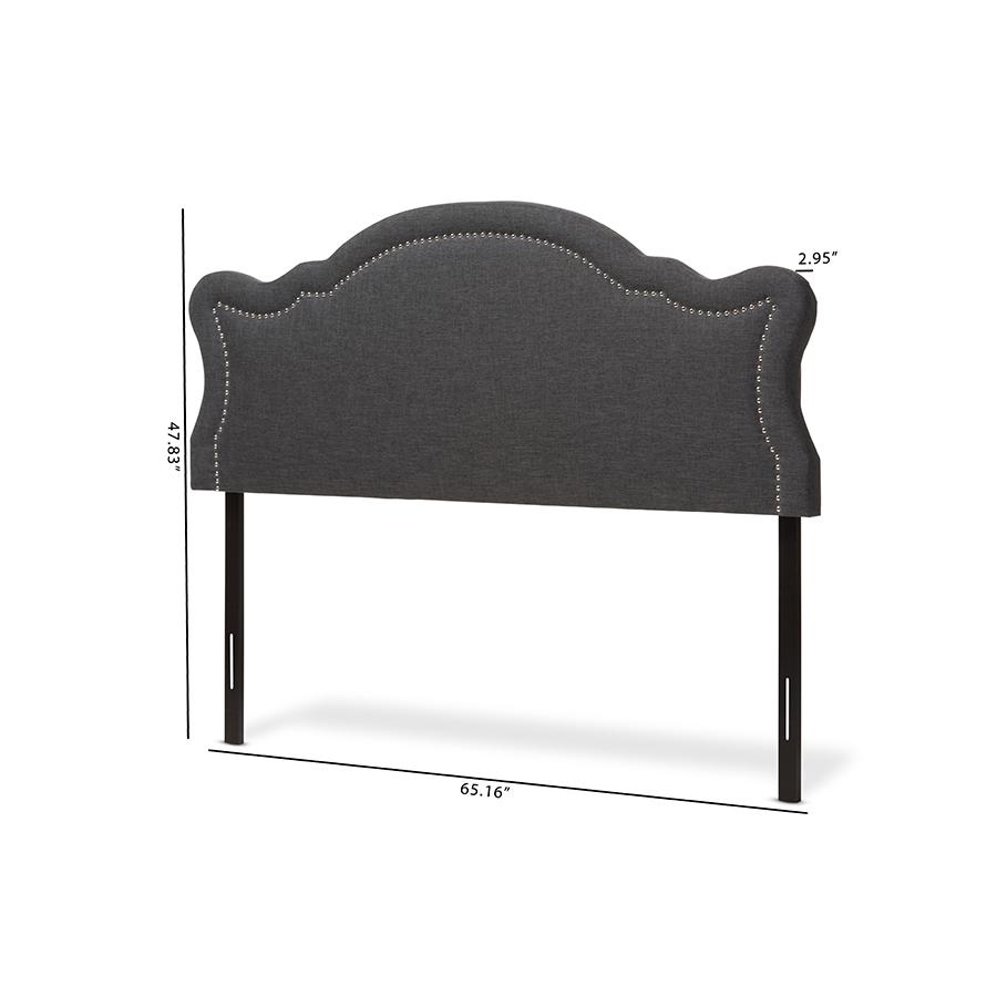 Avery Modern and Contemporary Dark Grey Fabric Queen Size Headboard. Picture 6