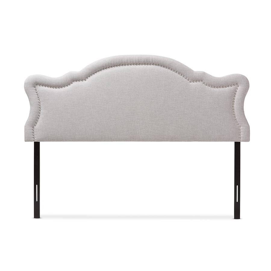 Avery Modern and Contemporary Greyish Beige Fabric Queen Size Headboard. Picture 2