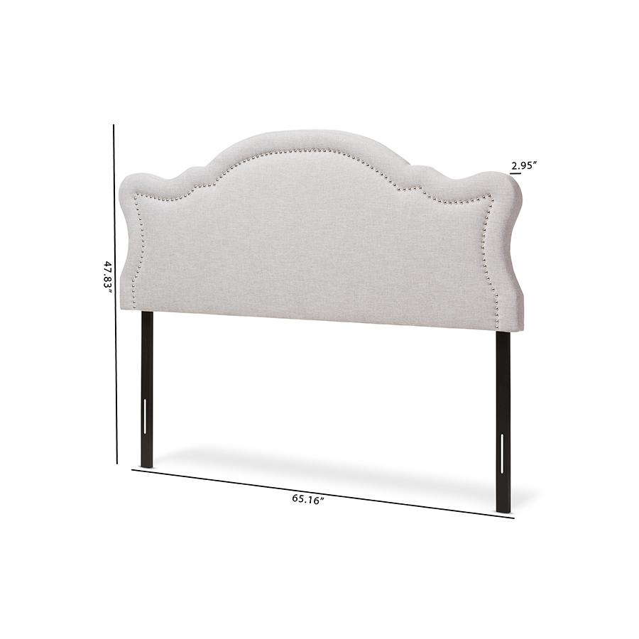 Avery Modern and Contemporary Greyish Beige Fabric Queen Size Headboard. Picture 6