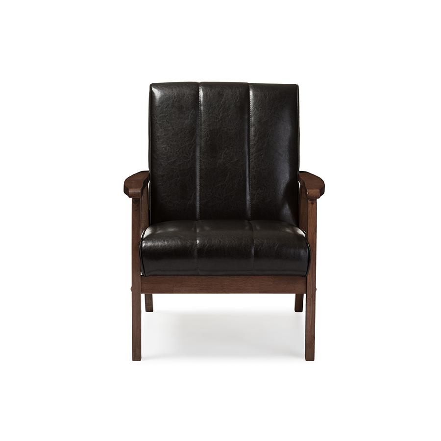 Leather Wooden Lounge Chair. Picture 5