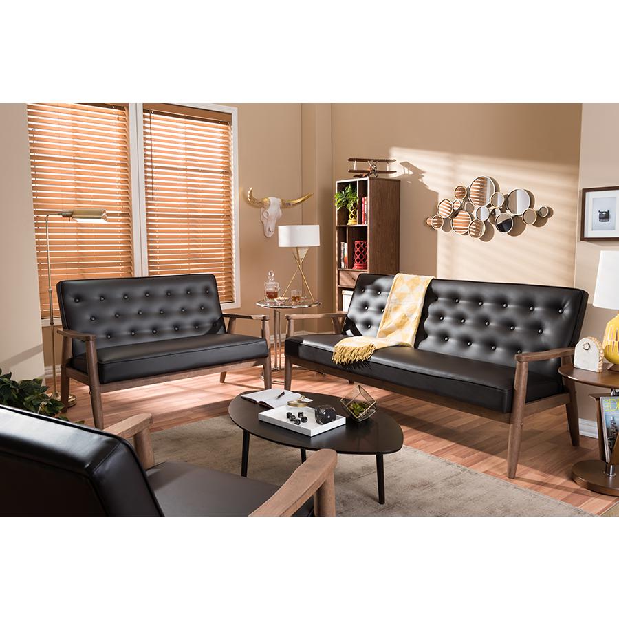Leather Upholstered Wooden 3 Piece Living room Set. Picture 1