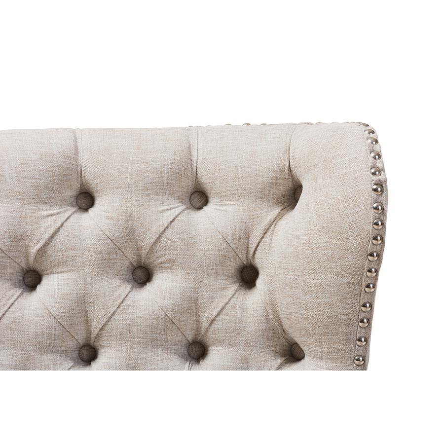 Fabric Upholstered Button-Tufting with Nail Heads Trim 2-Seater Loveseat Settee. Picture 5
