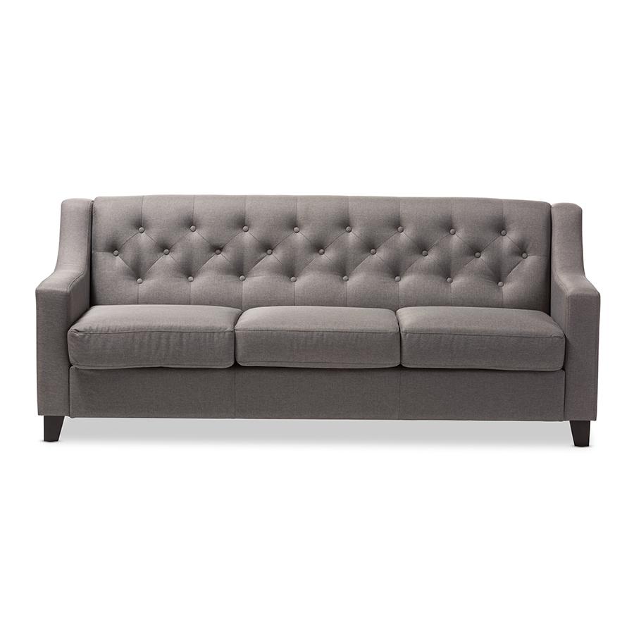 Grey Button-Tufted Living Room 3-Seater Sofa. Picture 2