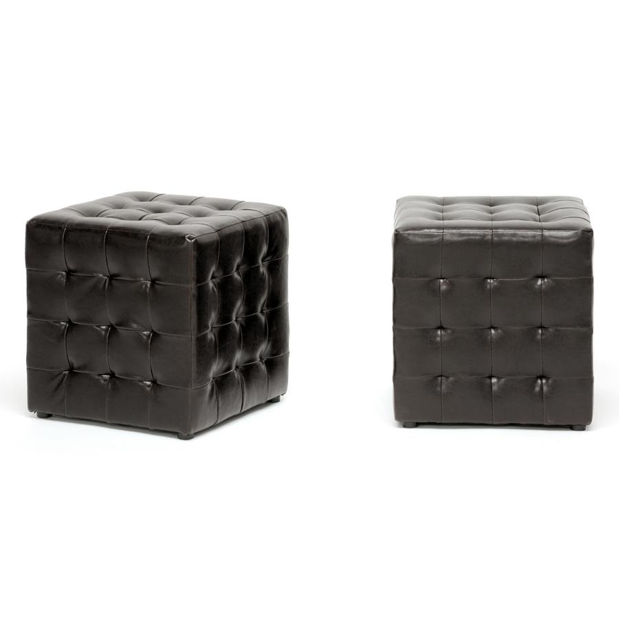 Siskal Dark Brown Modern Cube Ottoman (Set of 2). Picture 2