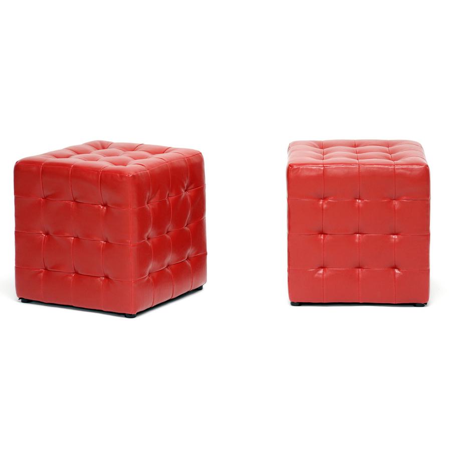Siskal Red Modern Cube Ottoman (Set of 2). Picture 2