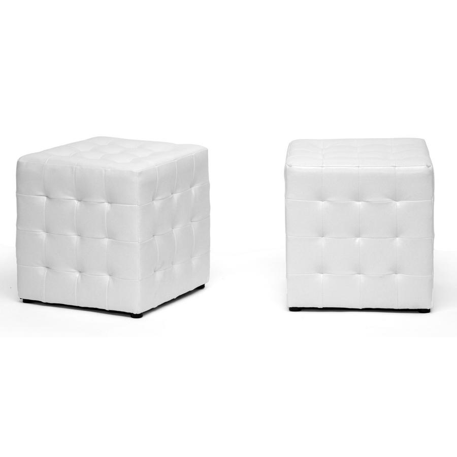Siskal White Modern Cube Ottoman (Set of 2). Picture 2