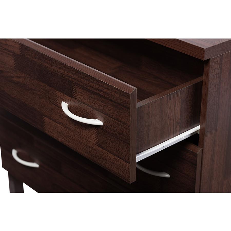 Maison Modern and Contemporary Oak Brown Finish Wood 3-Drawer Storage Chest. Picture 3