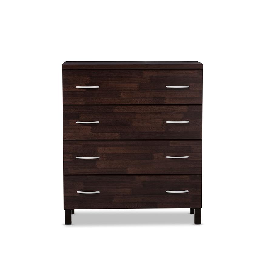 Maison Modern and Contemporary Oak Brown Finish Wood 4-Drawer Storage Chest. Picture 6