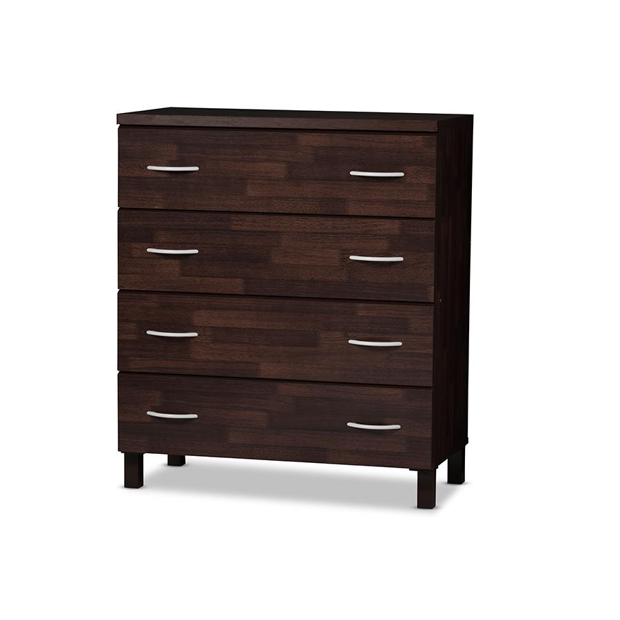 Maison Modern and Contemporary Oak Brown Finish Wood 4-Drawer Storage Chest. Picture 1