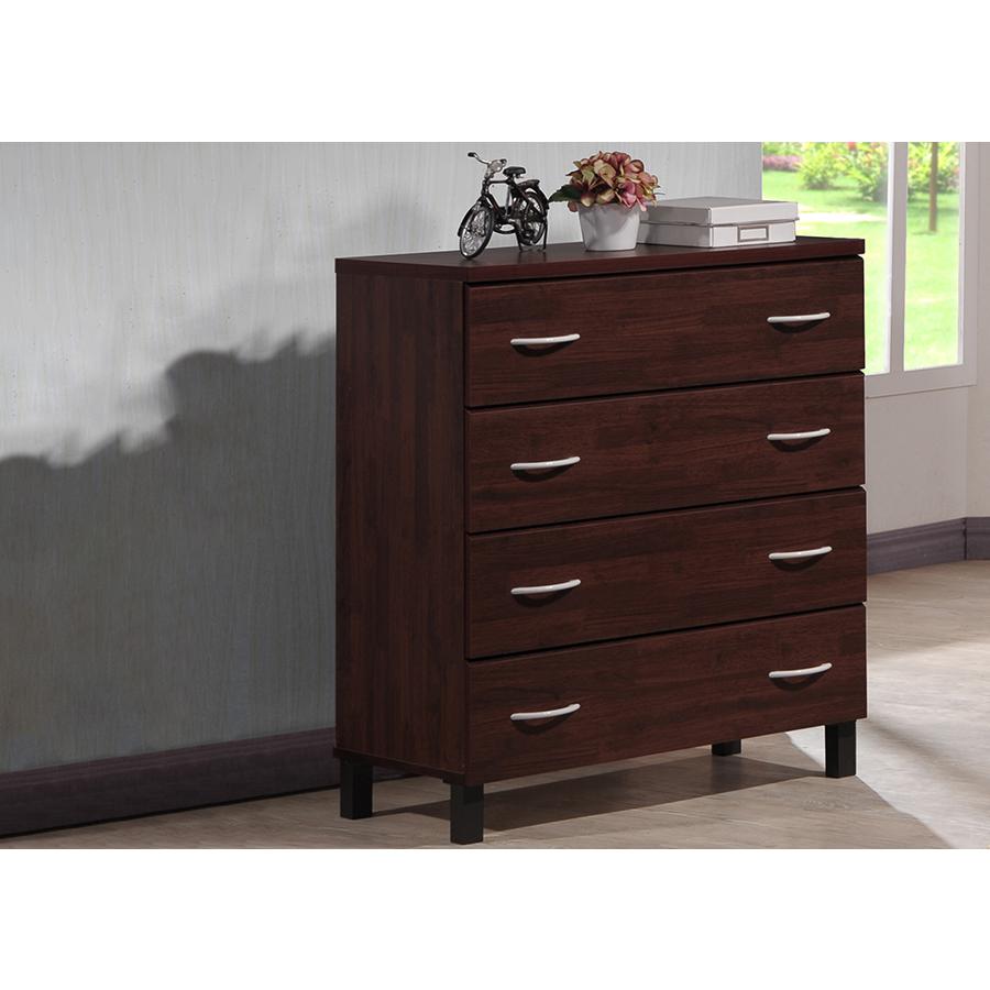 Maison Modern and Contemporary Oak Brown Finish Wood 4-Drawer Storage Chest. Picture 5