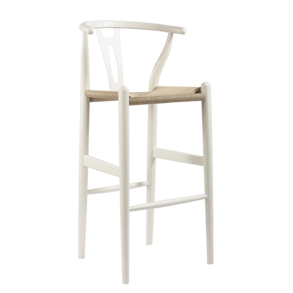 Stool - White Wood Y Stool. Picture 1