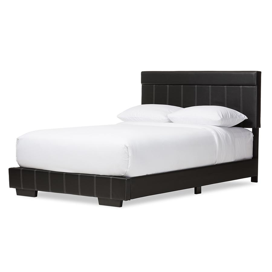 Solo Modern and Contemporary Black Faux Leather Full Size Platform Bed. Picture 1