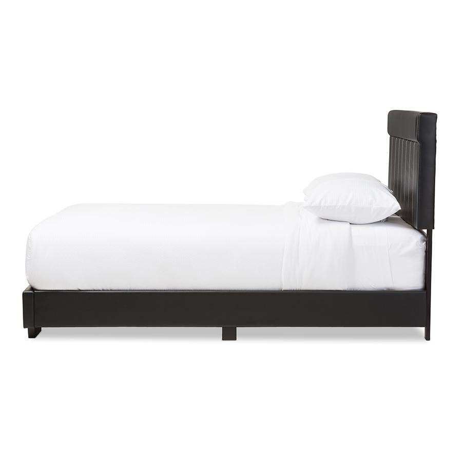 Solo Modern and Contemporary Black Faux Leather Full Size Platform Bed. Picture 2