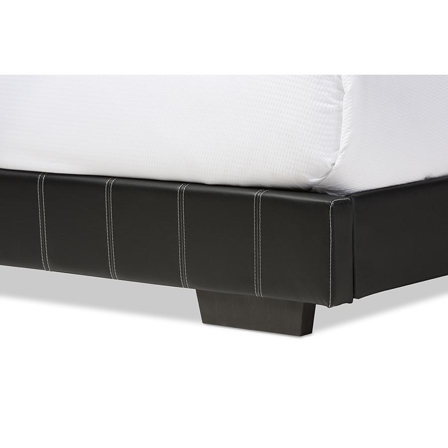 Solo Modern and Contemporary Black Faux Leather Full Size Platform Bed. Picture 4