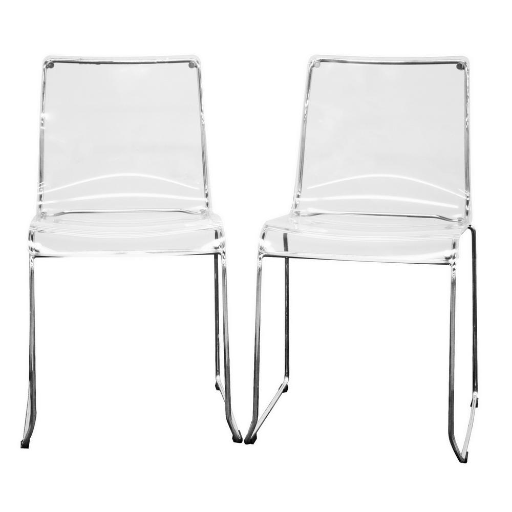 Baxton Studio Lino Transparent Clear Acrylic Dining Chair (Set of 2). Picture 3