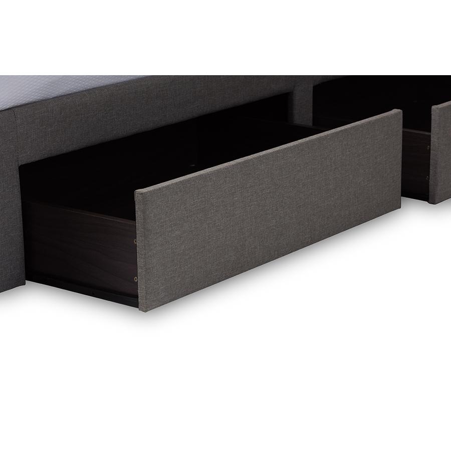 King Size Grey Fabric 4-drawer Storage Platform Bed. Picture 7