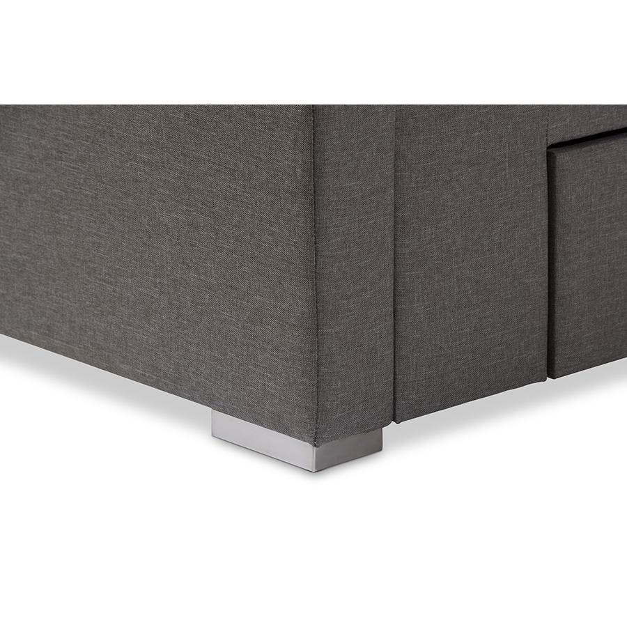 King Size Grey Fabric 4-drawer Storage Platform Bed. Picture 8