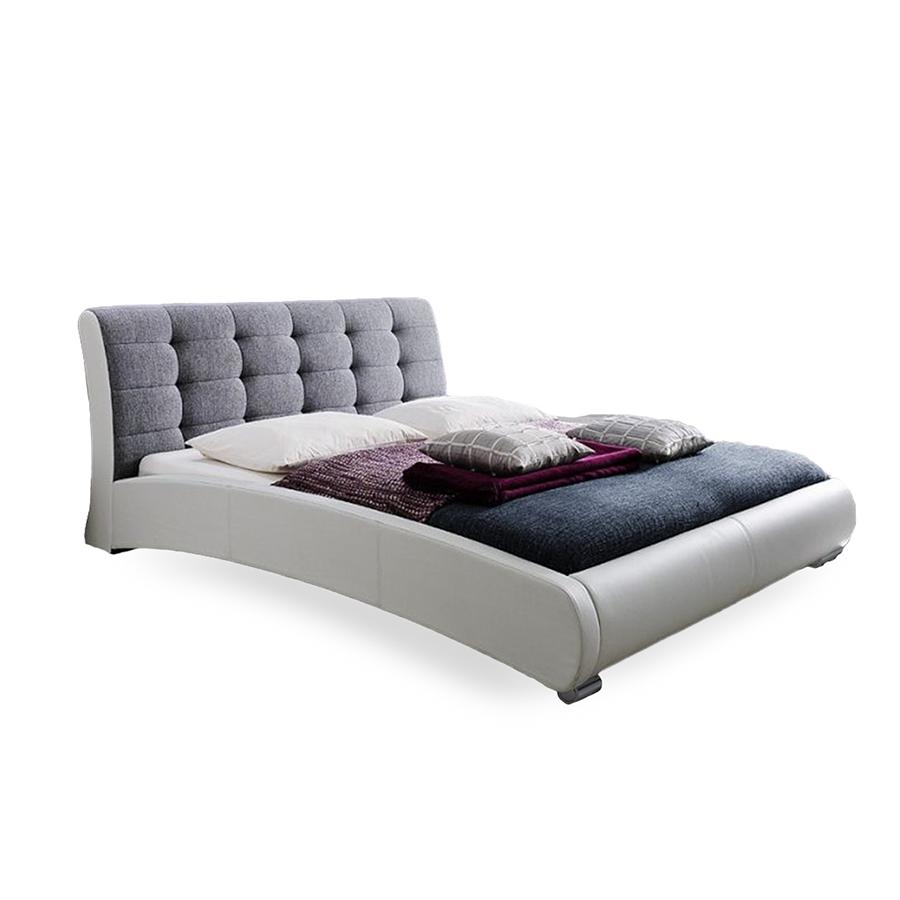 Leather Grey Fabric Two Tone Upholstered Grid Tufted Queen-Size Platform Bed. Picture 4