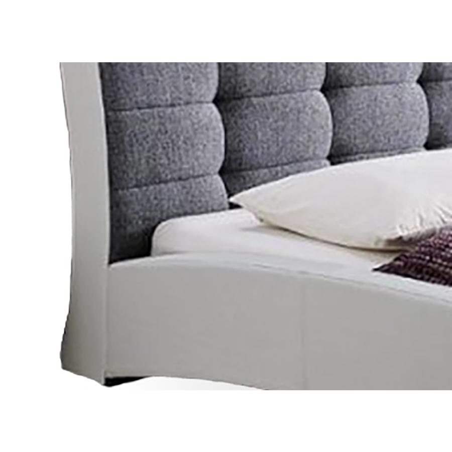Leather Grey Fabric Two Tone Upholstered Grid Tufted Queen-Size Platform Bed. Picture 1