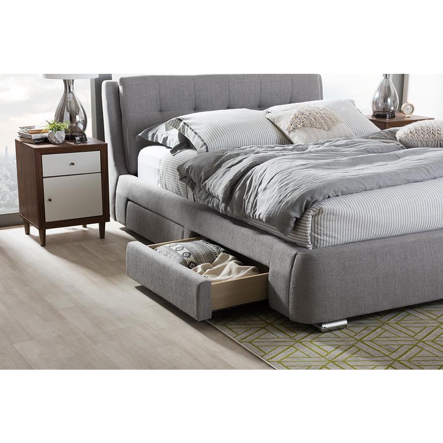 Grey 4 Drawer King Size Storage Platform Bed