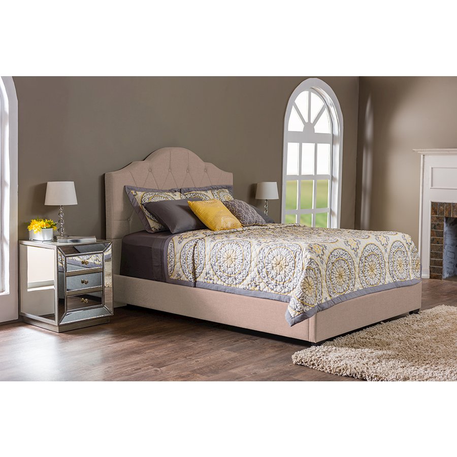 Light Brown Tufted King Size Bed. Picture 4