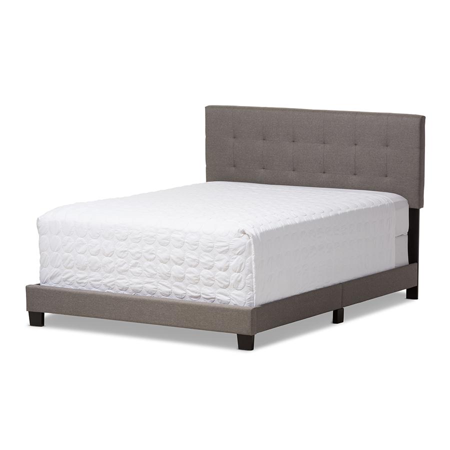 Grey Grid-tufting Queen Size Bed. Picture 1
