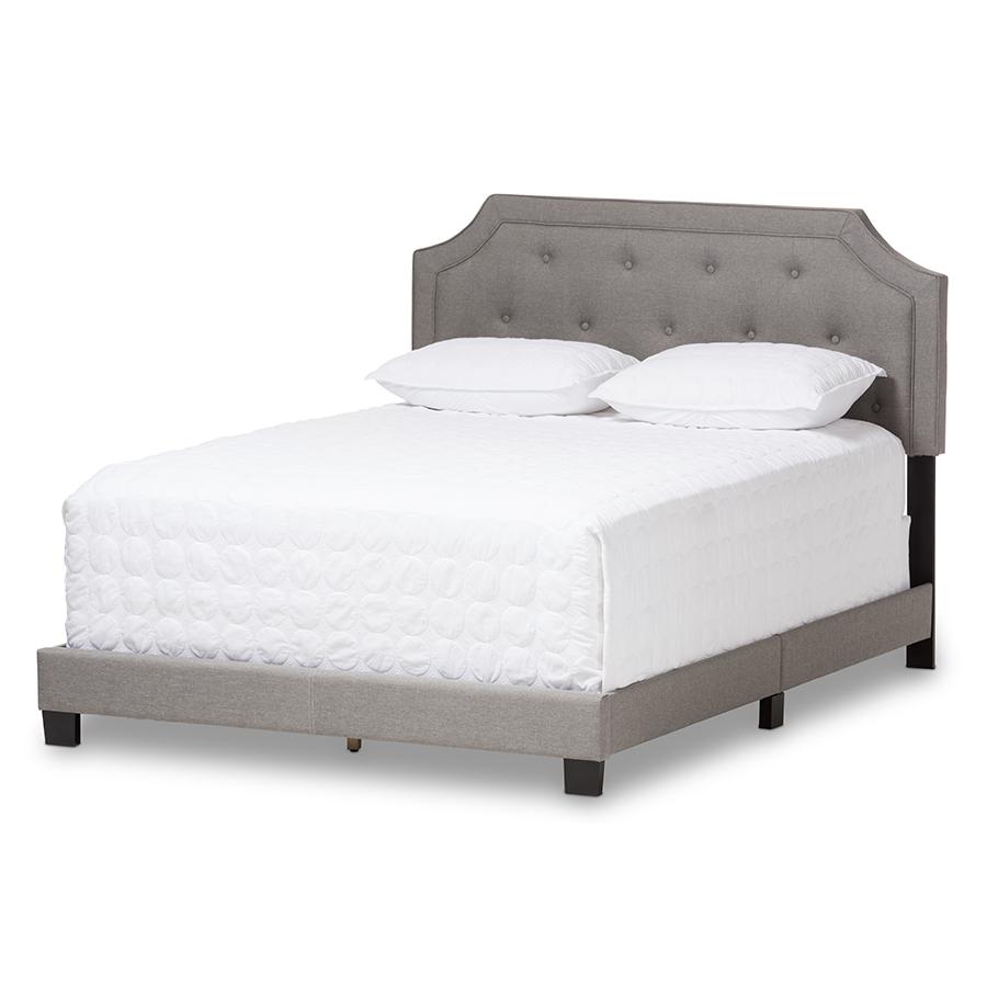 Willis Modern and Contemporary Light Grey Fabric Upholstered Queen Size Bed. Picture 1