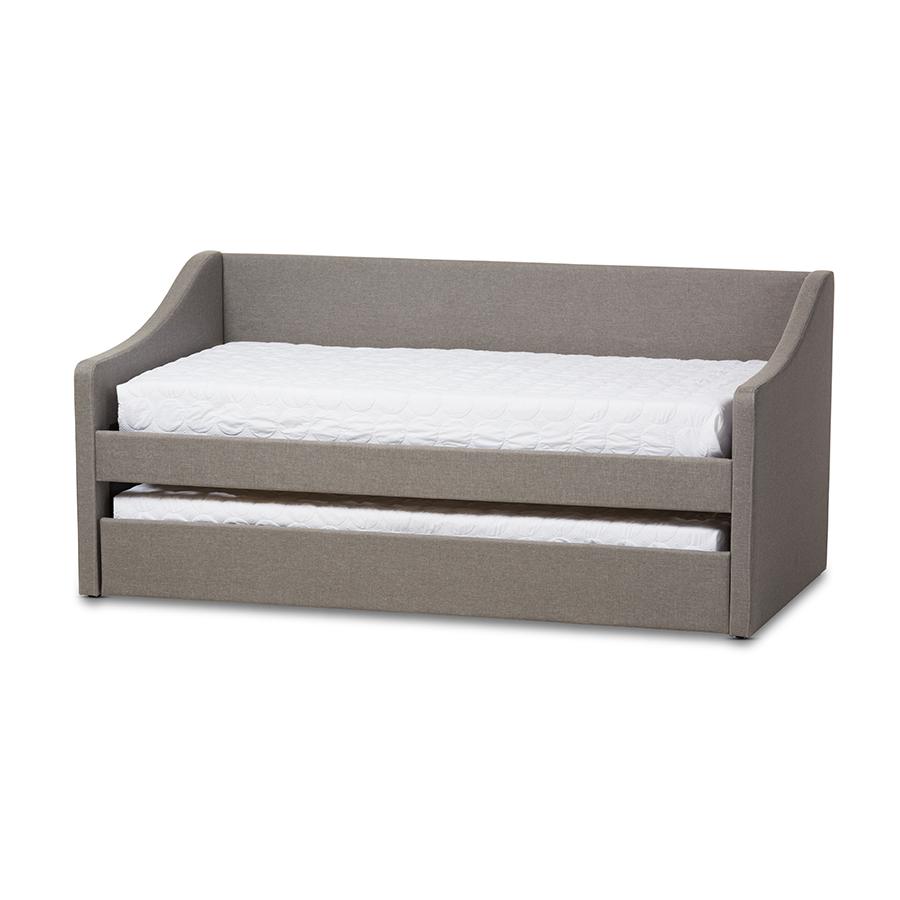 Barnstorm Modern and Contemporary Grey Fabric Upholstered Daybed with Guest Trundle Bed. Picture 1