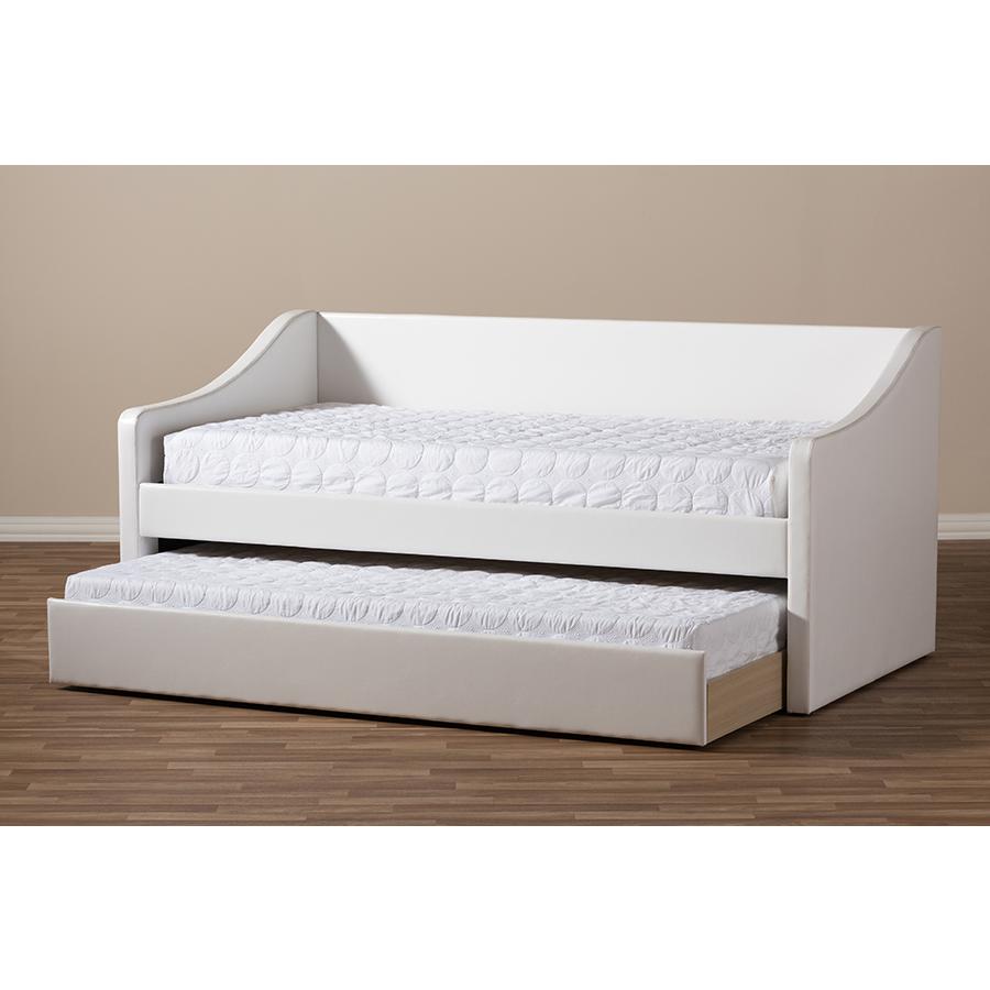Barnstorm Modern and Contemporary White Faux Leather Upholstered Daybed. Picture 11