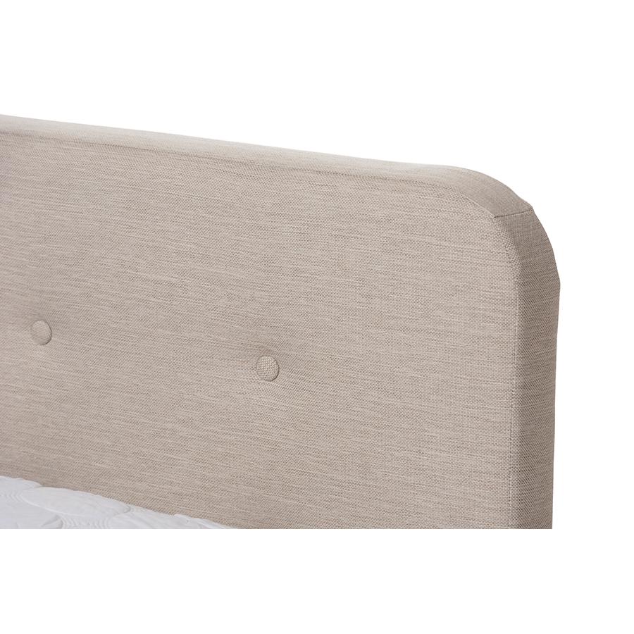 Samson Mid-Century Light Beige Fabric Upholstered Full Size Platform Bed. Picture 4