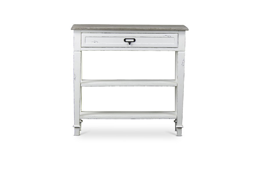 Dauphine Traditional French Accent Console Table—1 Drawer White/Light Brown. Picture 2