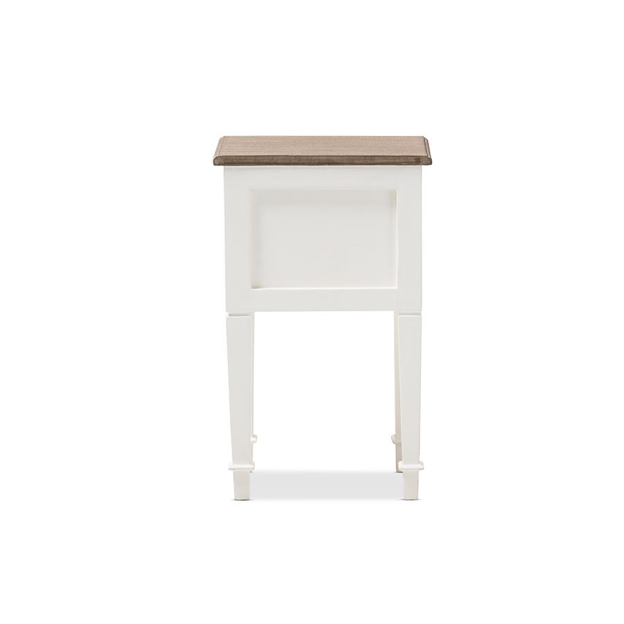 Weathered Oak and White Wash Distressed Finish Wood Nightstand. Picture 5
