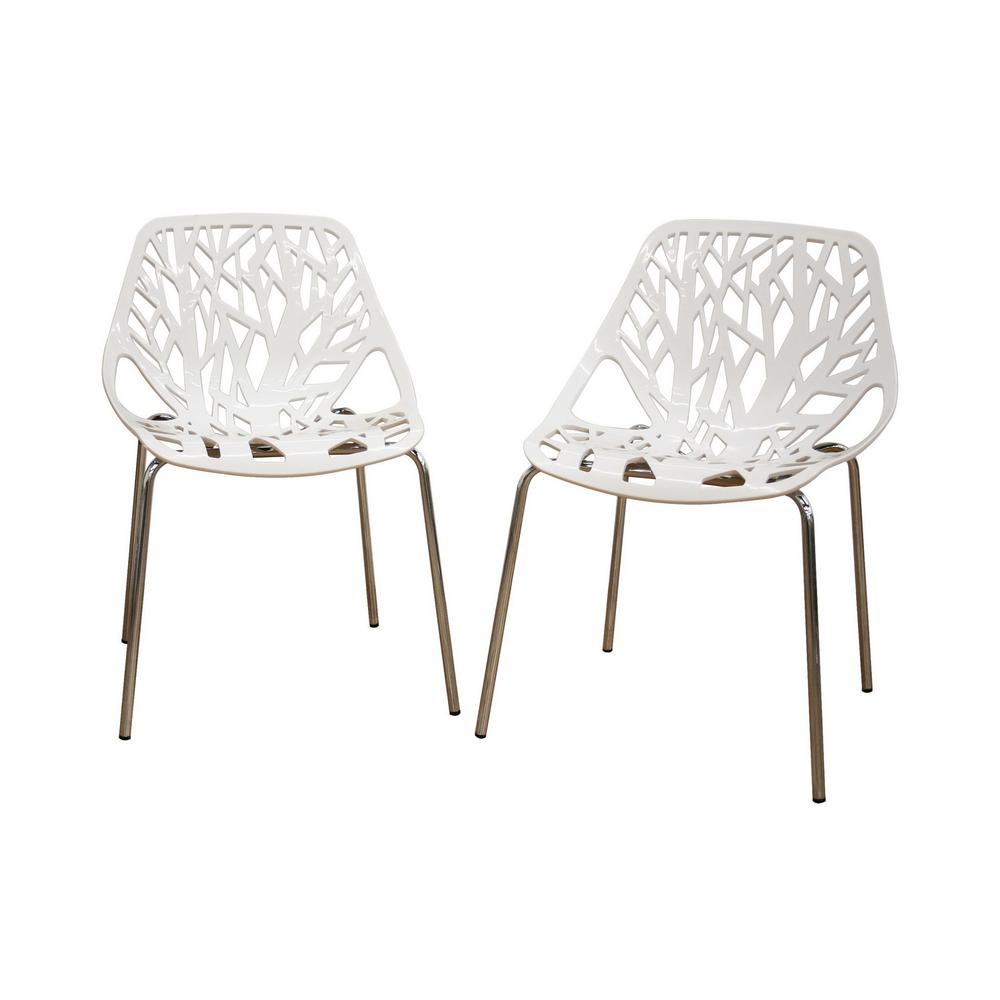 Sapling White Plastic Accent / Dining Chair. Picture 1