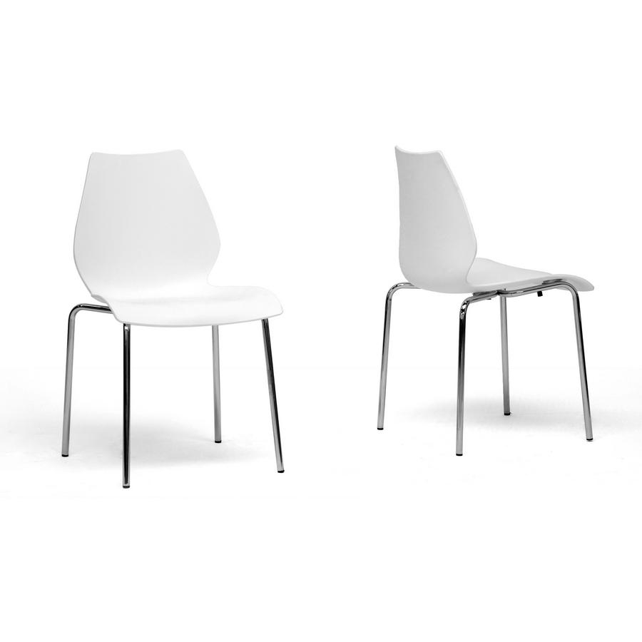 Baxton Studio Overlea White Plastic Modern Dining Chair  (Set of 2). Picture 3