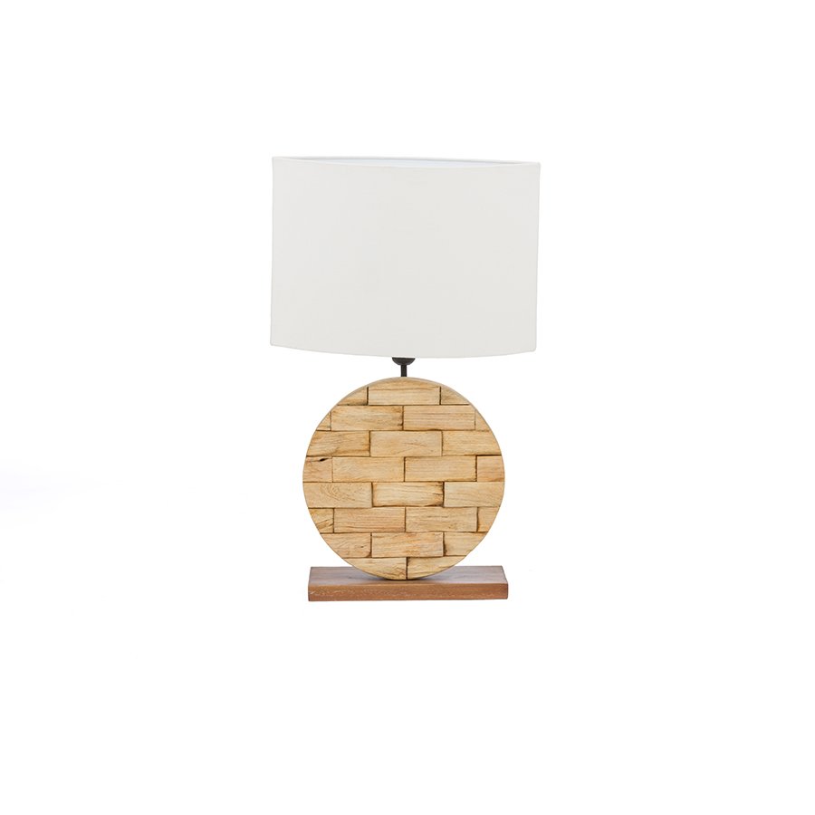 Budalin Wood & White Linen Lamp. Picture 1