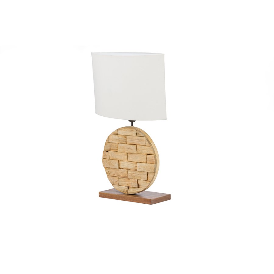 Budalin Wood & White Linen Lamp. Picture 2