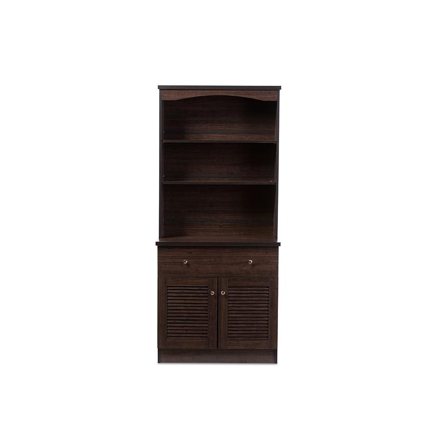 Agni Modern and Contemporary Dark Brown Buffet and Hutch Kitchen Cabinet. Picture 1