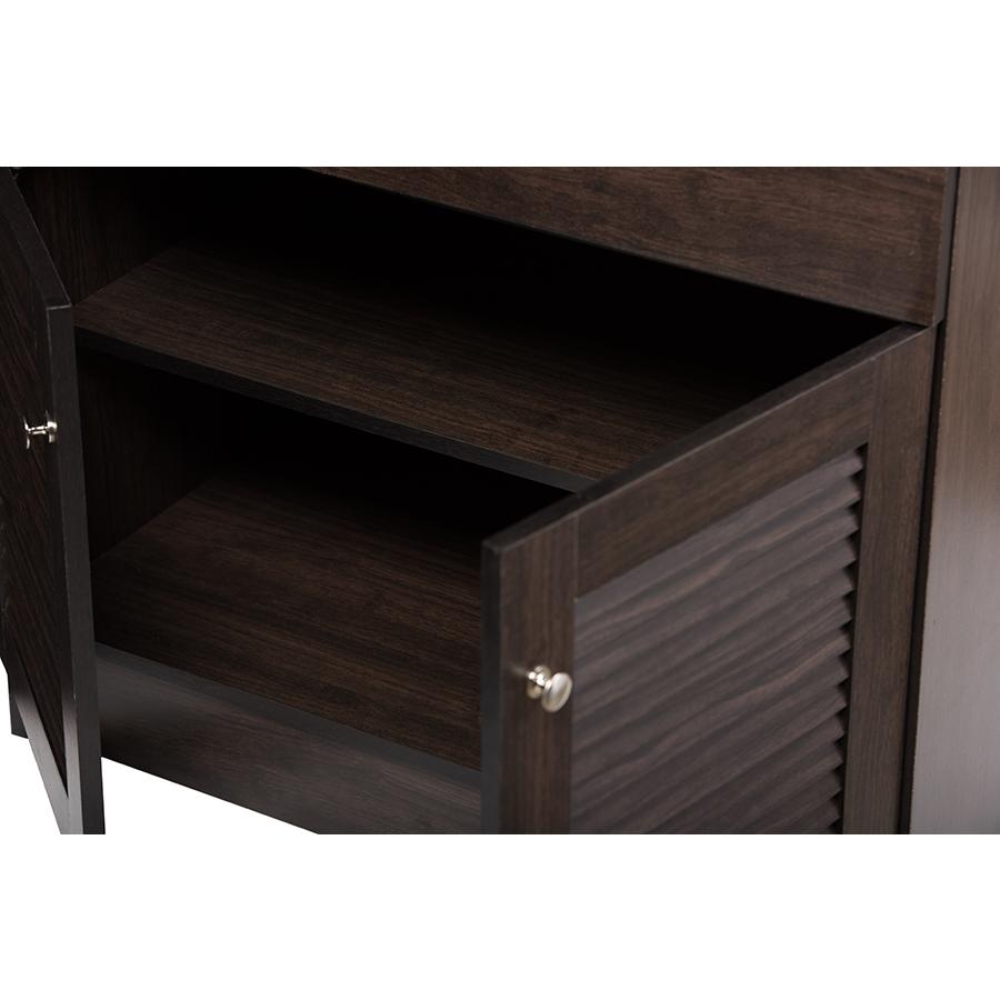 Agni Modern and Contemporary Dark Brown Buffet and Hutch Kitchen Cabinet. Picture 4